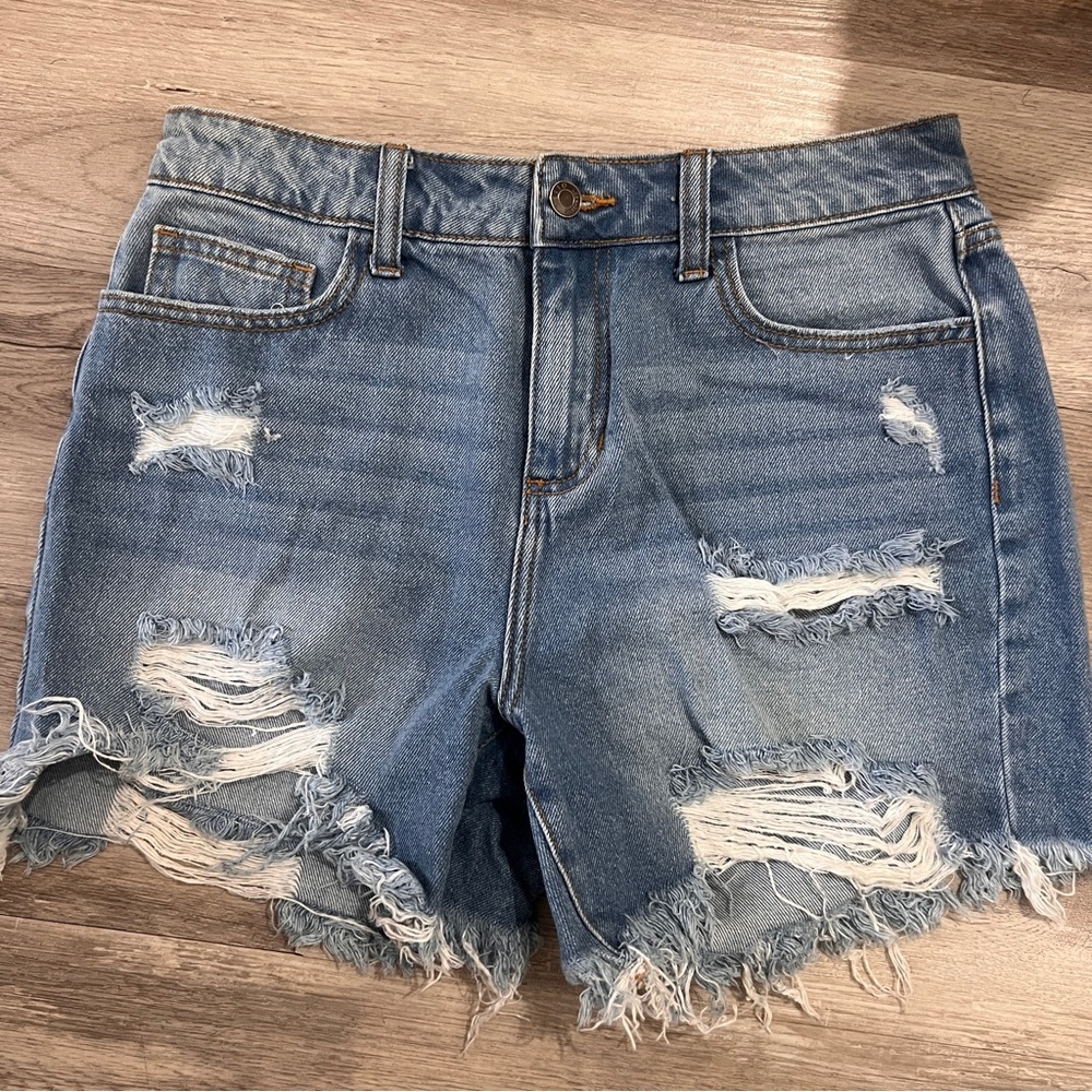 Distressed Denim Shorts